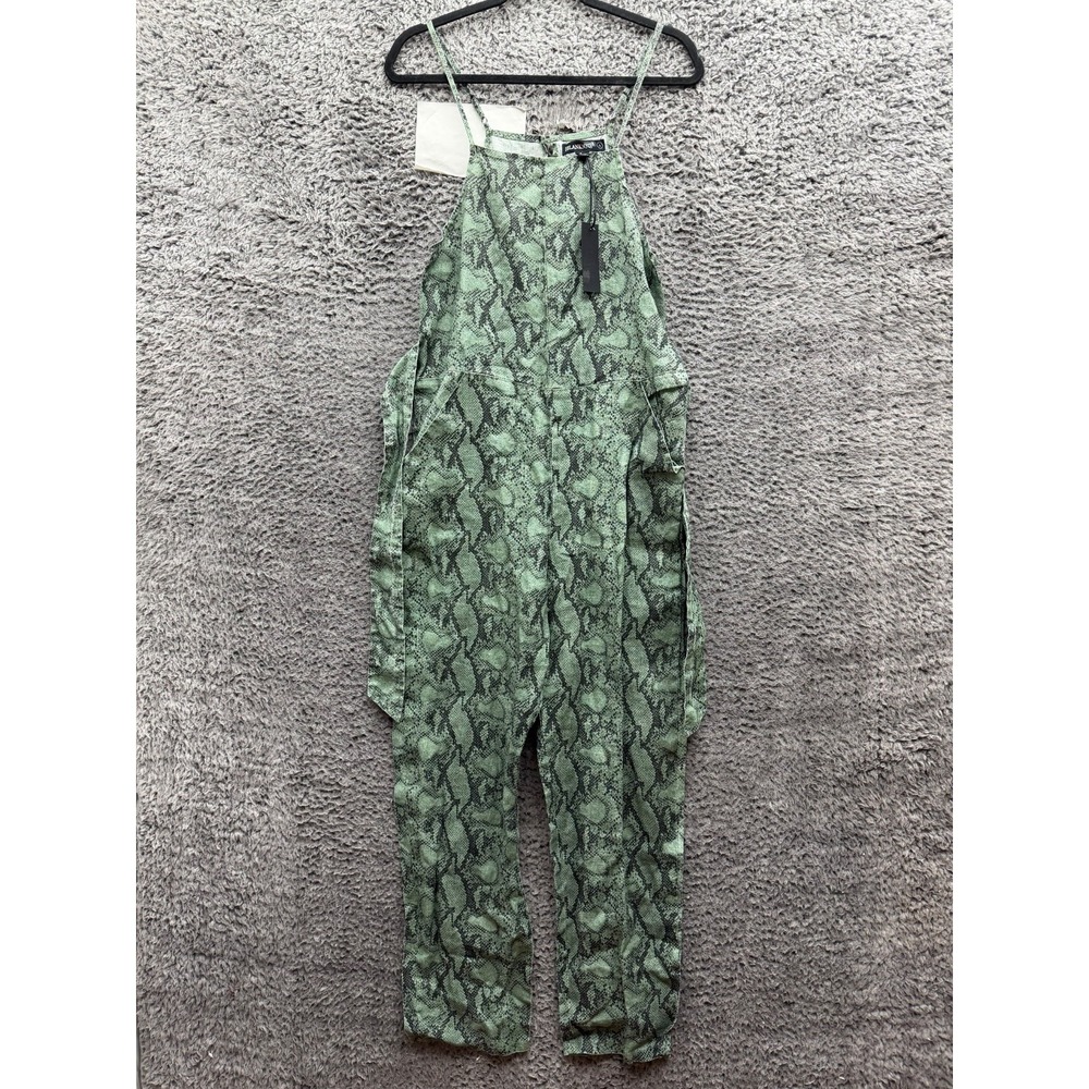 NWT Blanknyc Shed Your Skin Animal Print Linen Sleeveless Jumpsuit Green Size S